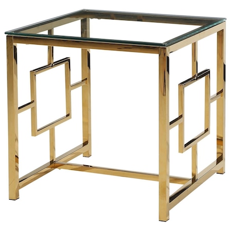 Best Master Furniture Gold Stainless Steel Living Room Glass End Table E20 End Table